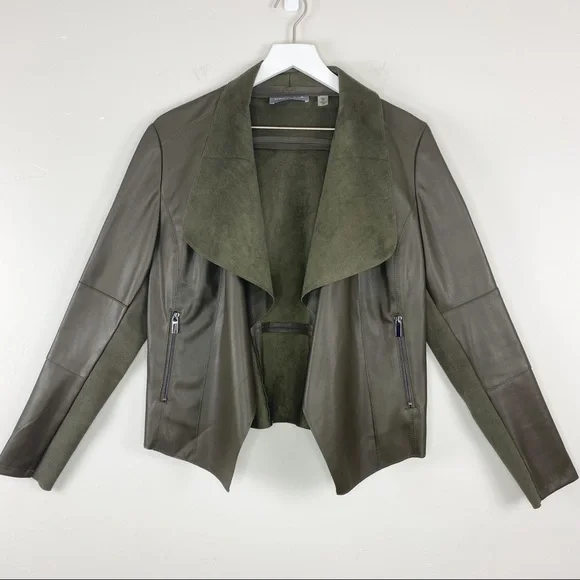 Bagatelle Open Front Green Faux Leather Jacket Size Medium - Picture 2 of 5